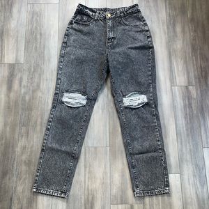 Distressed Black Denim Jeans